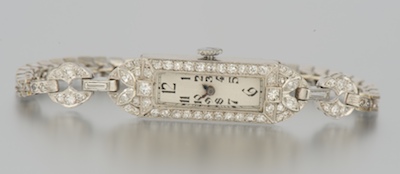 A Ladies' Platinum Gold and Diamond