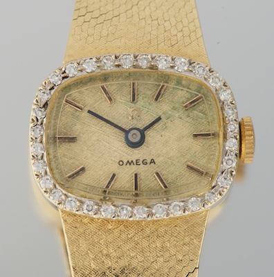 A Ladies Omega Gold and Diamond 132449