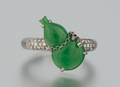 An 18k Gold Jadeite and Diamond