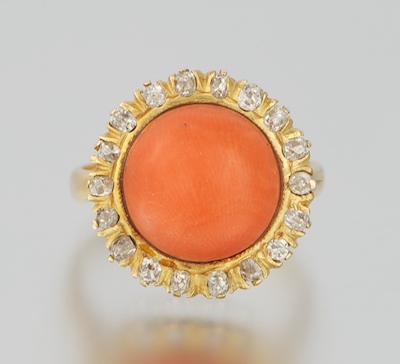 A Ladies Coral and Diamond Ring 132486