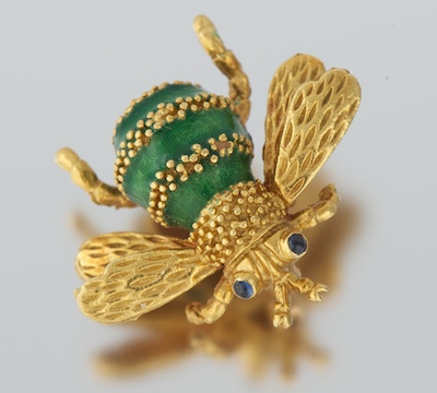 A Ladies 18k Gold and Enamel Bee 132487