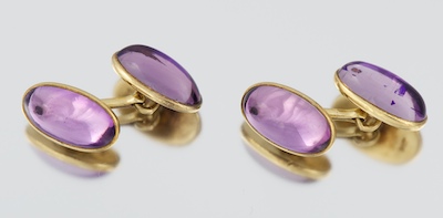 A Pair of Amethyst Cabochon Cufflinks 132483