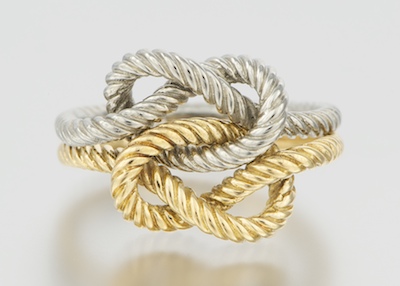 A Ladies' Two Tone 18k Gold Knot