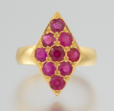 A Ladies' 18k Gold and Ruby Ring