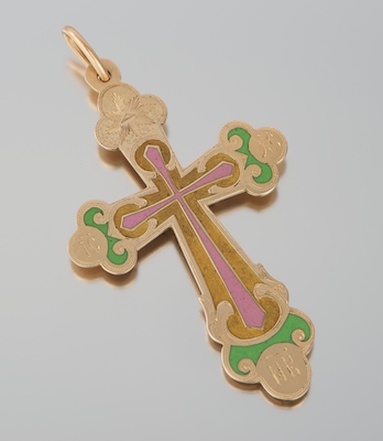 A Russian Gold and Enamel Cross