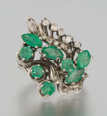 A Ladies Emerald and Diamond Ring 1324b0