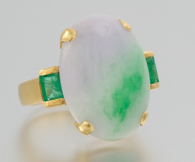 A Ladies' Jadeite and Emerald Ring