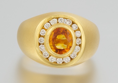 An 18k Gold Yellow Sapphire and 1324ac