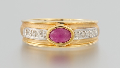 A Ladies' Ruby Cabochon and Diamond
