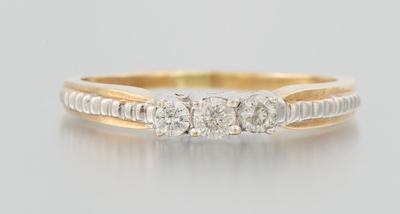 A Ladies Three Diamond Ring 10k 1324ea