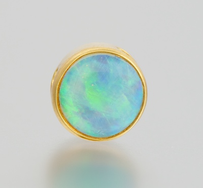 A Ladies' 18k Gold and Black Opal