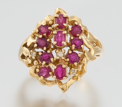 A Ladies Ruby and Diamond Cluster 1324f3