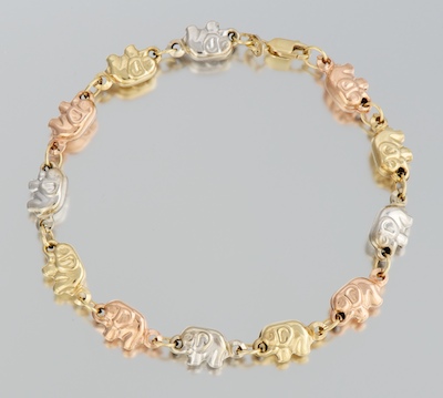 A Charming Tri-Color Gold Elephant Bracelet