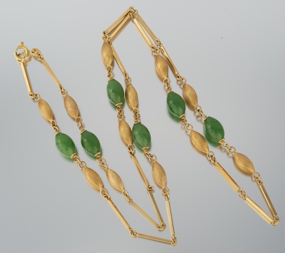 A Ladies' Gold and Bowenite Necklace