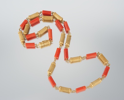 A Laides' Italian Coral and Gold