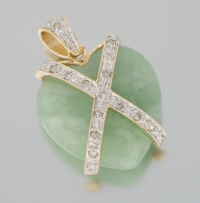 A Ladies Jade and Diamond Pendant 132519