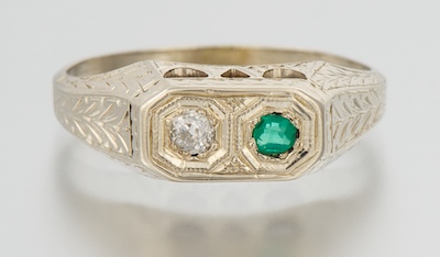 An Art Deco Style Diamond and Emerald 132526