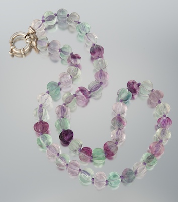 A Carved Fluorite Bead Necklace 13255c