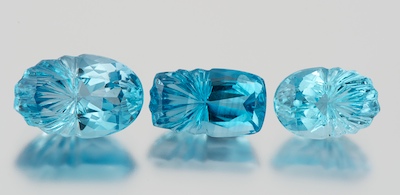 A Group of Three Mixed Cut Blue