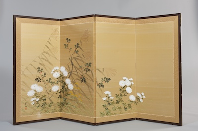 A Japanese Signed Four Panel Silk