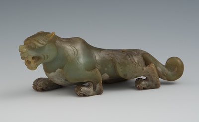 A Carved Jade Tiger Figure Olive 1325d2