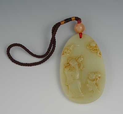 A Chinese Carved Jade Shoulao Pendant 1325d3