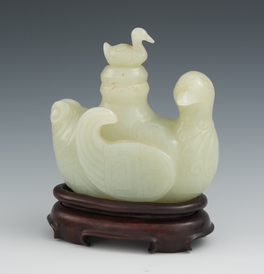 A Chinese Carved Jade Duck Vessel 1325cf