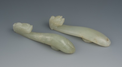 Two Carved Jade Belt Hooks Two