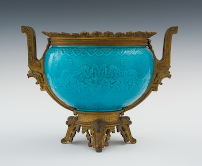 A Turquoise Glazed Pottery Ormolu 132610