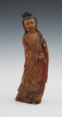 A Chinese Carved Horn Guanyin ca  13261b