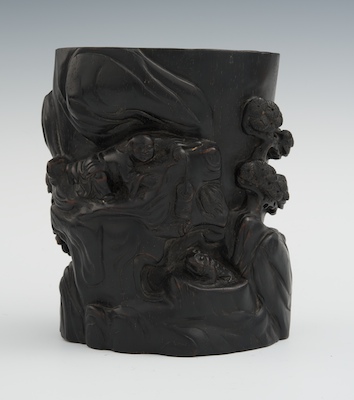 A Chinese Carved Zitan Brush Pot 132620