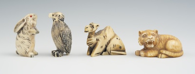 A Lot of Four Ivory Carved Animal 13263e