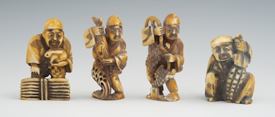 Four Carved Ivory Netsuke Of Male 132641