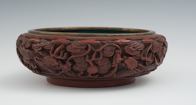 A Carved Cinnabar and Enamel Bowl 13264d