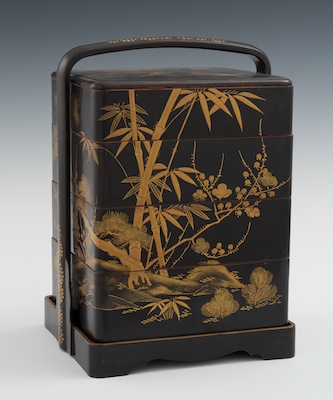 A Japanese Lacquer Lunch Box Black lacquerware