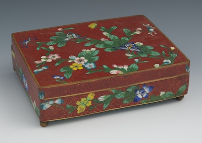 A Red Cloisonne Lidded Box Hinged 132679