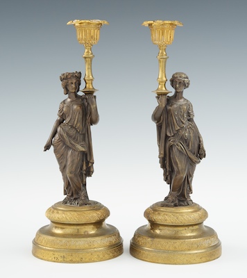 A Pair of Bronze and Ormolu Figural