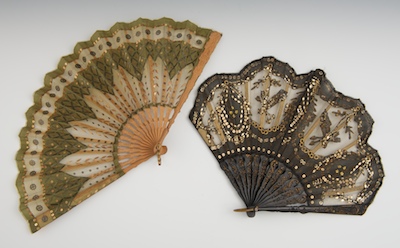 Two Victorian Sequined Fans for 1326bd