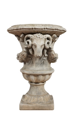 A Ram's Head Garden Urn Cement