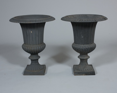 A Pair of Iron Garden Urns Pair