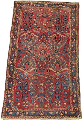 A Small Red Sarouk Carpet Apprx.