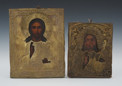 Two Gilt Metal Clad Christian Orthodox