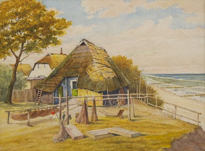 Watercolor signed "Pietzner" Shoreline