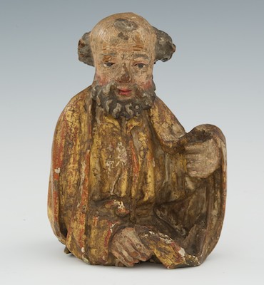 An Antique Carved Wood Saint Figure