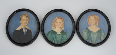 Three Miniature Watercolor Portraits 132810