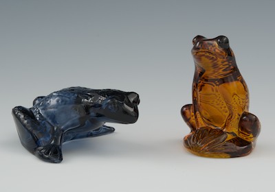 A Pair of Lalique Glass Frogs Charming 13285f