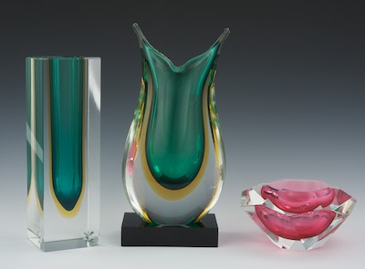 A Group of Three Contemporary Glass