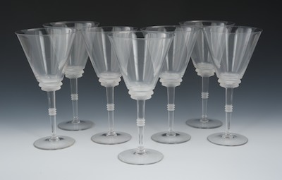 Seven Lalique Crystal Wine Goblets 132862