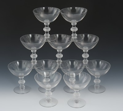 Ten Lalique Champagne Goblets Each 132863