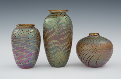 Three Zweifel Art Glass Vases All 132871